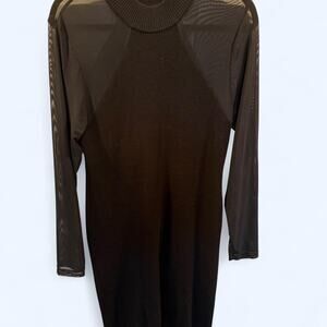 Black mesh long sleeve turtleneck